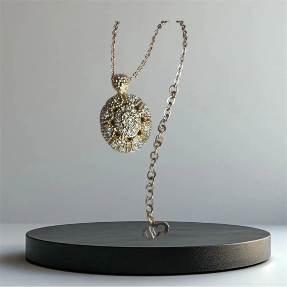 Vintage Dior Gold Crystal Pendant Necklace – Signed, Rare Sparkle - Picture 1 of 5